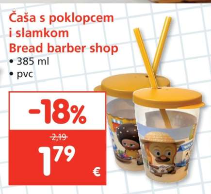 Čaša s poklopcem i slamkom Bread barber shop