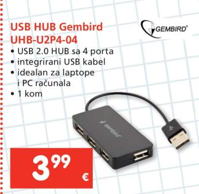 USB HUB Gembird UHB-U2P4-04