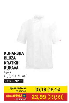 KUHARSKA BLUZA KRATKIH RUKAVA