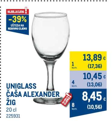 UNIGLASS ČAŠA ALEXANDER ŽIG