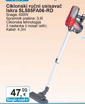 Ciklonski ručni usisavač Iskra SL585FA06-RD