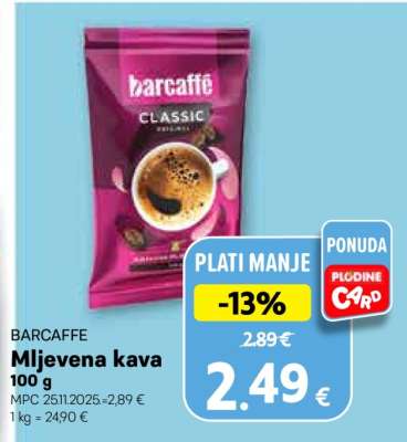 BARCAFFE Mljevena kava 100 g