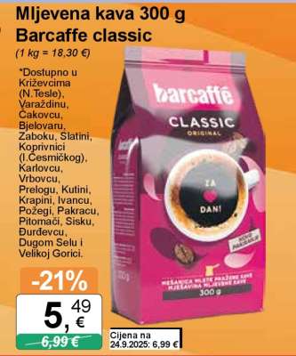 Mljevena kava 300 g Barcaffe classic