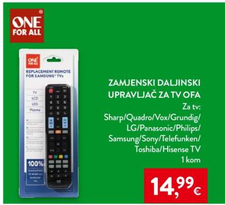 Zamjenski daljinski upravljač za TV OFA