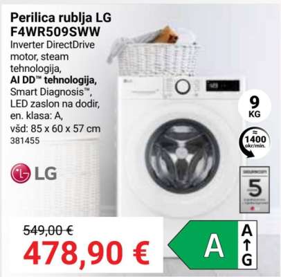 Perilica rublja LG F4WR509SWW