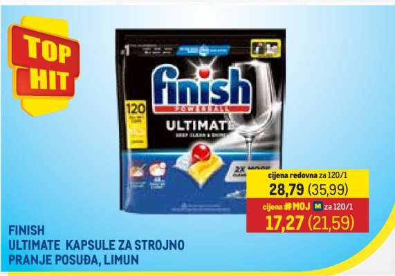 FINISH ULTIMATE KAPSULE ZA STROJNO PRANJE POSUĐA, LIMUN