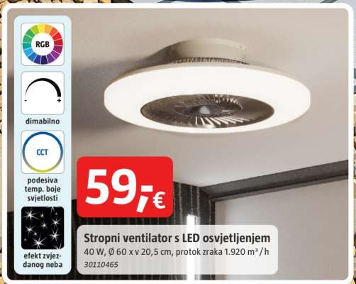 Stropni ventilator s LED osvjetljenjem
