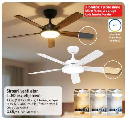 Stropni ventilator s LED osvjetljenjem