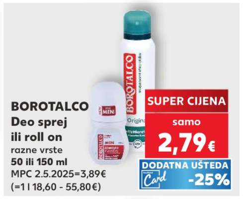 BOROTALCO Deo sprej ili roll on