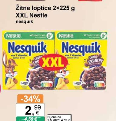 Žitne loptice 2×225 g XXL Nestle