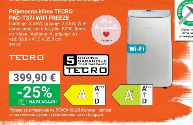 Prijenosna klima TECRO PAC-T37I WIFI FREEZE