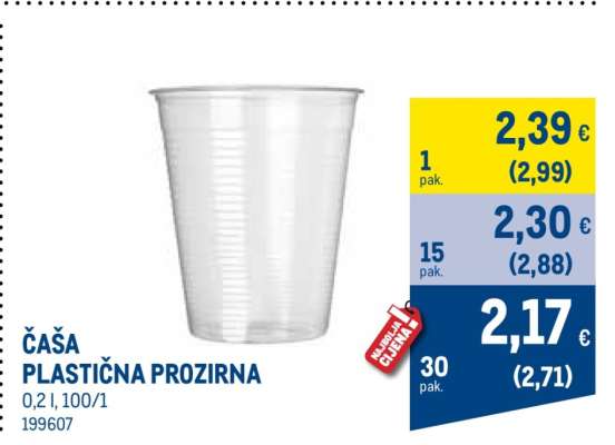 ČAŠA PLASTIČNA PROZIRNA