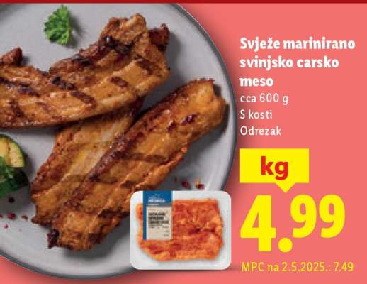 Svježe marinirano svinjsko carsko meso