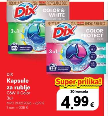 DIX Kapsule za rublje C&W ili Color 3u1