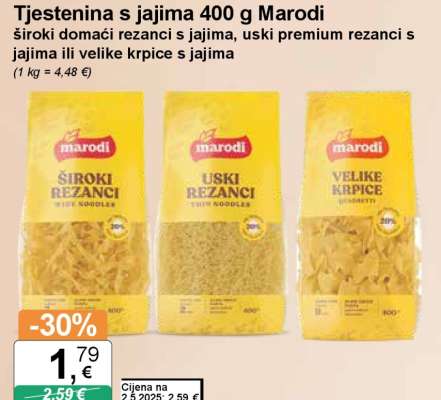Tjestenina s jajima 400 g Marodi