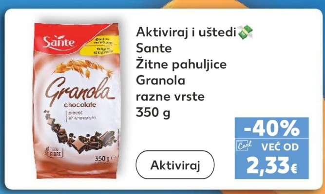 Sante Žitne pahuljice Granola razne vrste 350 g