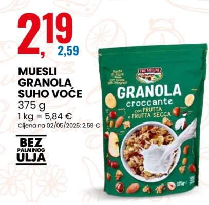 MUESLI GRANOLA SUHO VOĆE