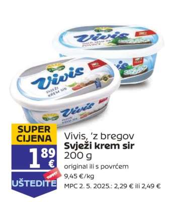 Vivis, 'z bregov Svježi krem sir