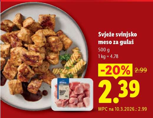 Svježe svinjsko meso za gulaš