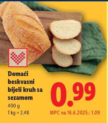Domaći beskvasni bijeli kruh sa sezamom