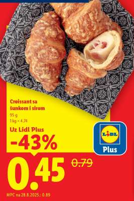 Croissant sa šunkom i sirom