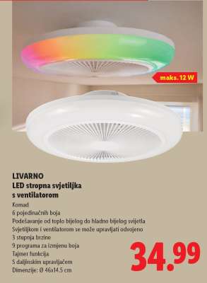 LIVARNO LED stropna svjetiljka s ventilatorom