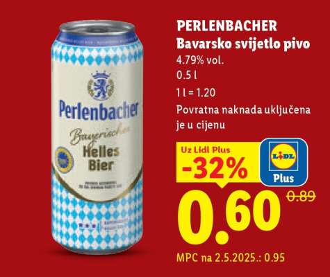 Perlenbacher Bavarsko svijetlo pivo