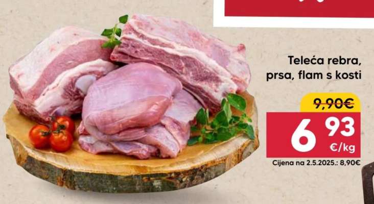 Teleća rebra, prsa, flam s kosti