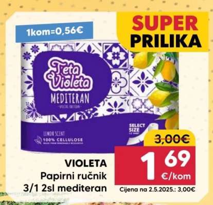 VIOLETA Papirni ručnik 3/1 2sl Mediteran