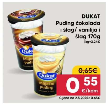 DUKAT Puding čokolada i šlag/vanilija i šlag 170g