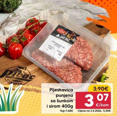 Pljeskavica punjena sa šunkom i sirom 400g