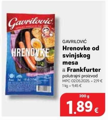Hrenovke od svinjskog mesa