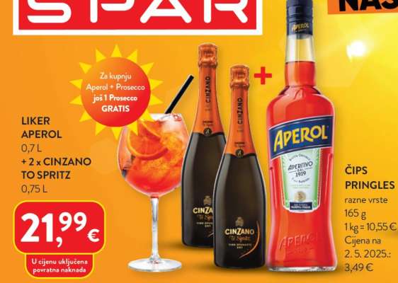 LIKER APEROL 0,7 L + 2 x CINZANO TO SPRITZ 0,75 L