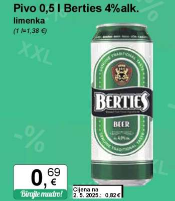 Pivo 0,5 l Berties 4%alk.