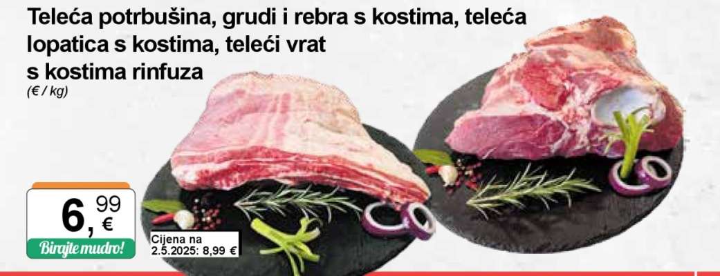 Teleća potrbušina, grudi i rebra s kostima, teleća lopatica s kostima, teleći vrat s kostima rinfuza