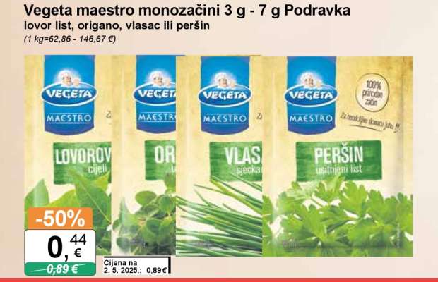 Vegeta maestro monozačini 3 g - 7 g Podravka