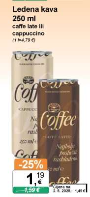 Ledena kava 250 ml caffe late ili cappuccino