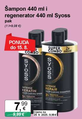 Šampon 440 ml i regenerator 440 ml Syoss pak
