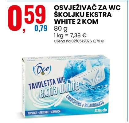 OSVJEŽIVAČ ZA WC ŠKOLJKU EKSTRA WHITE 2 KOM