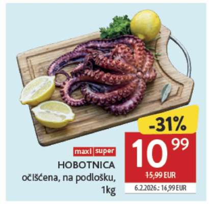 HOBOTNICA očišćena, na podlošku, 1kg