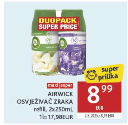 AIRWICK OSVJEŽIVAČ ZRAKA refill, 2x250ml