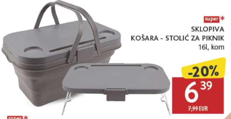 SKLOPIVA KOŠARA - STOLIĆ ZA PIKNIK