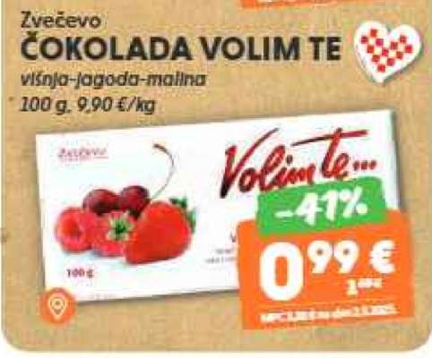 ZVEČEVO ČOKOLADA VOLIM TE