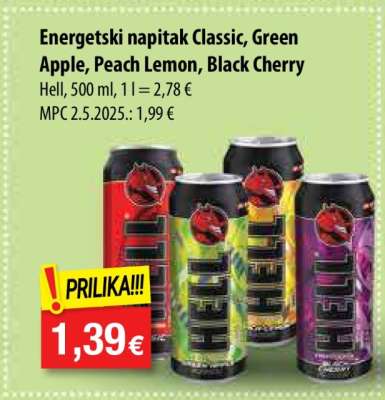 Energetski napitak Classic, Green apple, Peach lemon, Black cherry