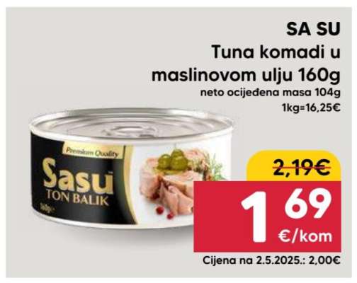 SA SU Tuna komadi u maslinovom ulju 160g