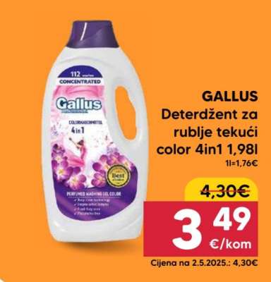 GALLUS Deterdžent za rublje tekući color 4in1 1,98l