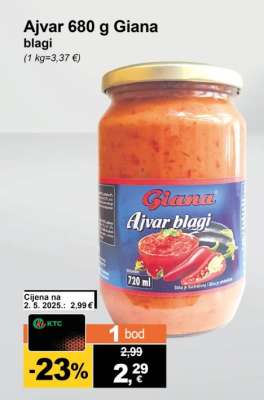 Ajvar 680 g Giana blagi
