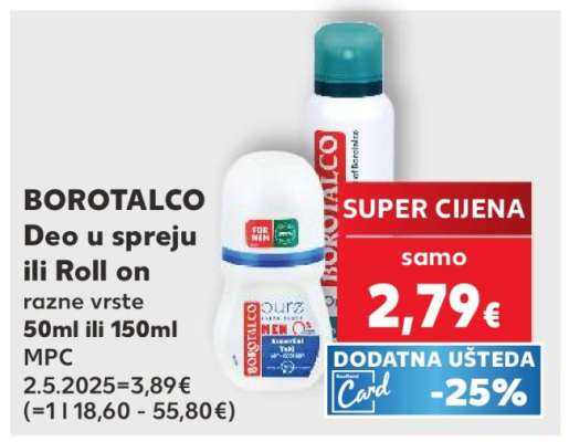 BOROTALCO Deo u spreju ili Roll on