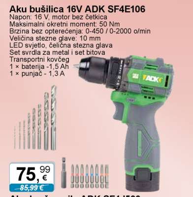 Aku bušilica 16V ADK SF4E106