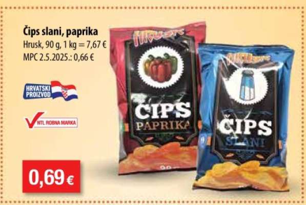 Čips slani, paprika